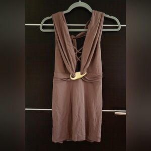 Vintage Bebe Chocolate Truffle Colored Mini Dress in XS